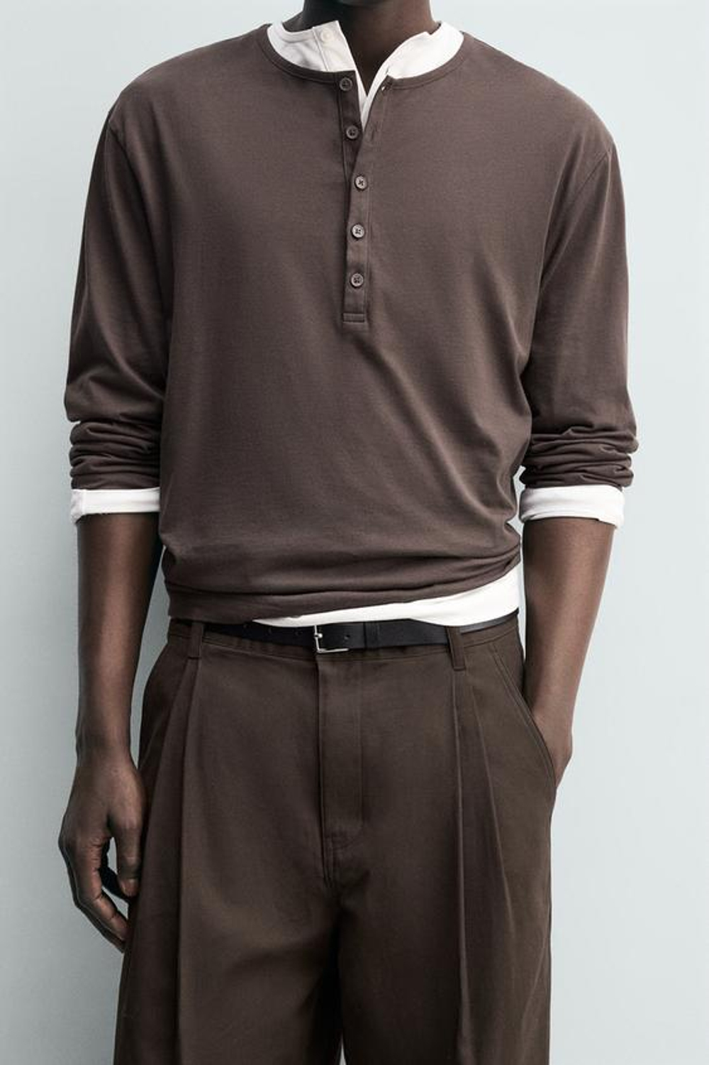 ZARA БРЮКИ ЧИНОС WIDE FIT, КОРИЧНЕВЫЙ