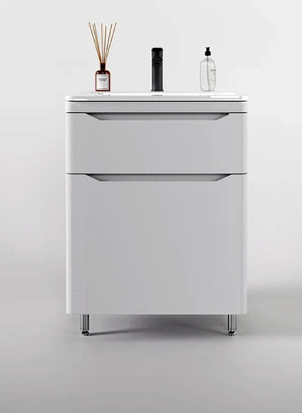 Тумба напольная "Марелла 60" (2 ящ.) Люкс антискрейтч белый глянец, PLUS