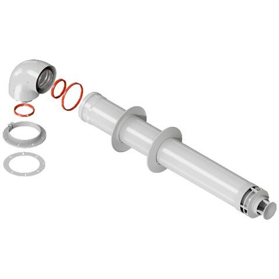 ROMMER Комплект дымохода СТАНДАРТ 60/100 - 900мм (Bosch, Buderus, Navien S/C/E, Baxi ECO Nova/Classic, Baltur, Fondital) в комплекте фланец