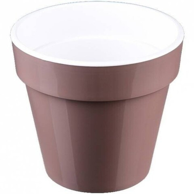 Кашпо для цветов пластиковое 6л d-23см «Порто» со вставкой мокко