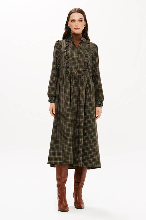 51713 Платье женское (хаки клетка)