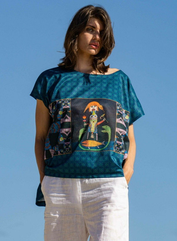 Футболка "Путешествие Жаклин", по мотивам живописи Виктора Браунера, картина "Большое путешествие Жаклин"