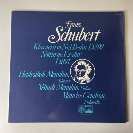 Винтажная виниловая пластинка LP Franz Schubert Шуберт, Hephzibah Menuhin, Yehudi Menuhin Иегуди Менухин, Maurice Gendron Klaviertrio Nr.1 B-dur D.898 (Германия 1971)