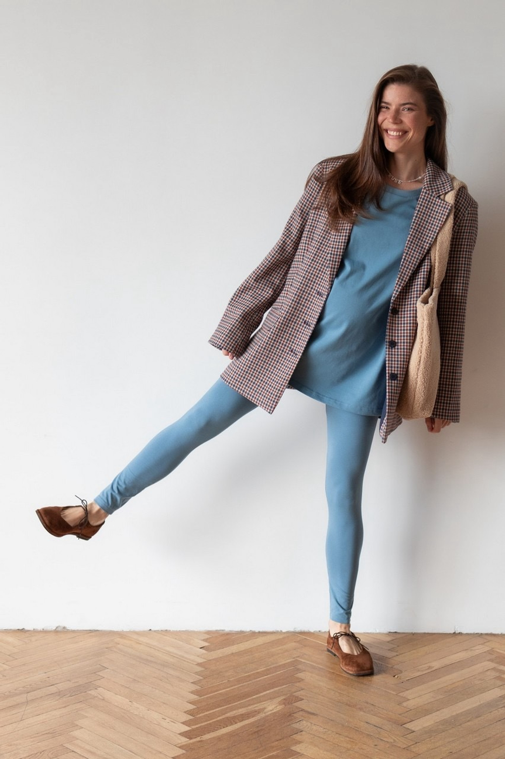 Легинсы с мягким поясом, Пыльно-голубой