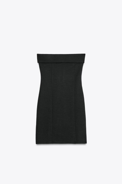 ZARA ПЛАТЬЕ ИЗ ИНТЕРЛОКА С ОТКРЫТЫМИ ПЛЕЧАМИ, ЧЕРНЫЙ