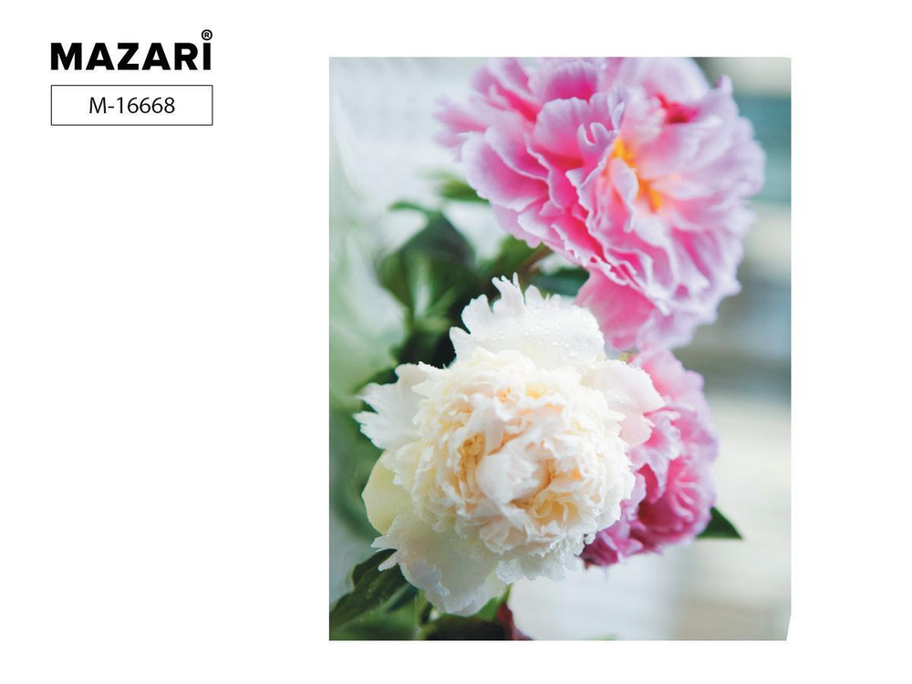 Бизнес-блокнот А6 64л. клетка "Пионы" блок офсет,тв. обложка. M-16668 (Mazari)