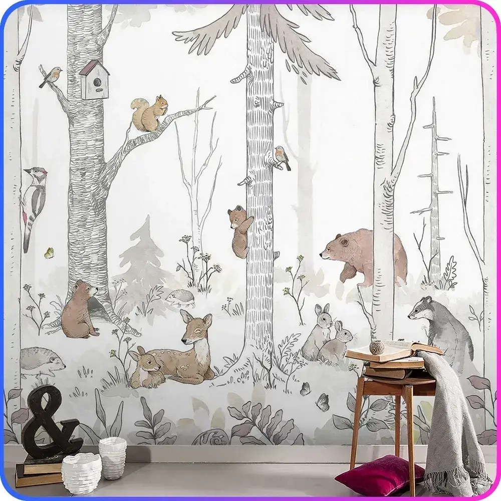 Фотообои детские Лесные животные 300х270 см Luxury Walls AM38303