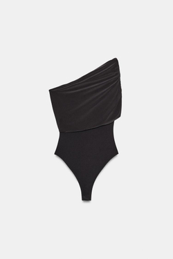 ZARA БОДИ АСИММЕТРИЧНОГО КРОЯ СО СБОРКАМИ, АНТРАЦИТОВО-СЕРЫЙ