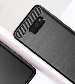 Чехол для LG V50S (G8X) цвет Black (черный), серия Carbon от Caseport