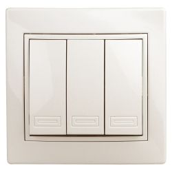 1-106-02 Intro Выключатель тройной, 10А-250В, IP20, СУ, Plano, сл.кость | Intro Plano Слоновая кость