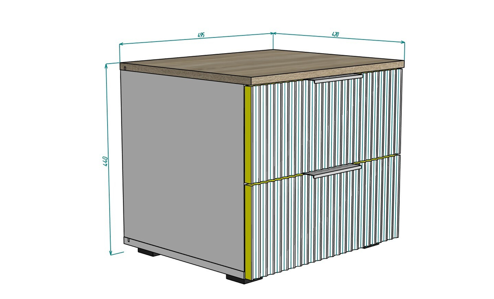 Прикроватная тумба Салерно 2 (МДФ) SF-019 Графит Серый графит 0162 РЕ 50*42*44 см, Серый   Фиеста