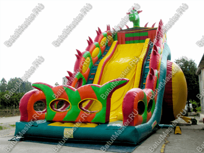 Батут-горка "Дракон 3" с шипами, два входа 11*6*8,5 м