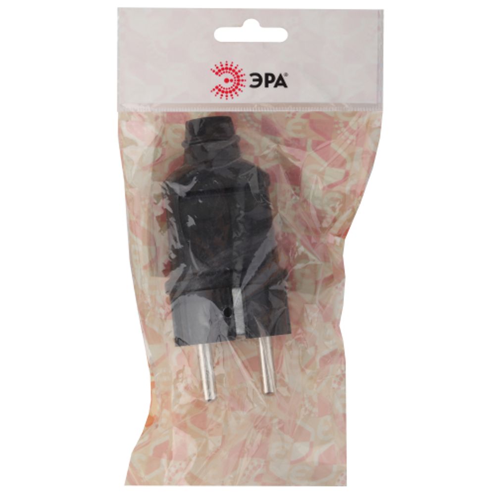 Вилка ЭРА Vx2-B с заземлением прямая 16A черная | Штепсельные вилки и розетки