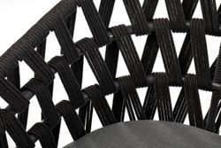 "Диего" стул плетеный из роупа, основание дуб, каркас из стали темно-серый (RAL7024) муар, роуп темно-серый круглый, ткань серая