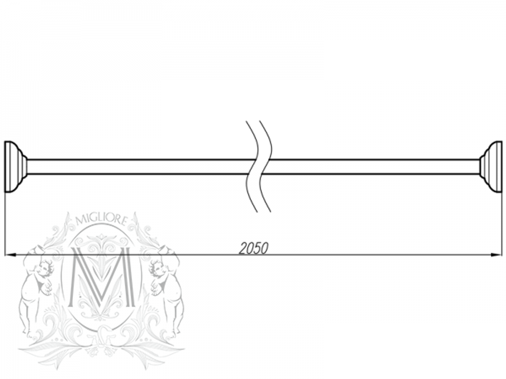Карниз для шторки в ванную Migliore 20425 (ML.BTD-21.205.BR) бронза схема