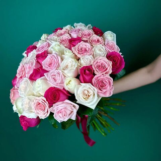 Bouquet of 51 Ecuadorian peony and single roses (mix)