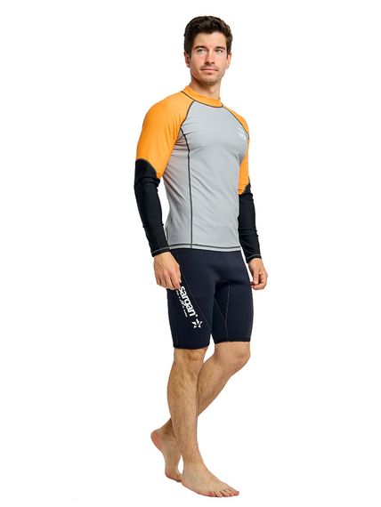 Футболка рашгард лонгслив Sargan Агидель UPF 50+ мужская серо-оранжевая