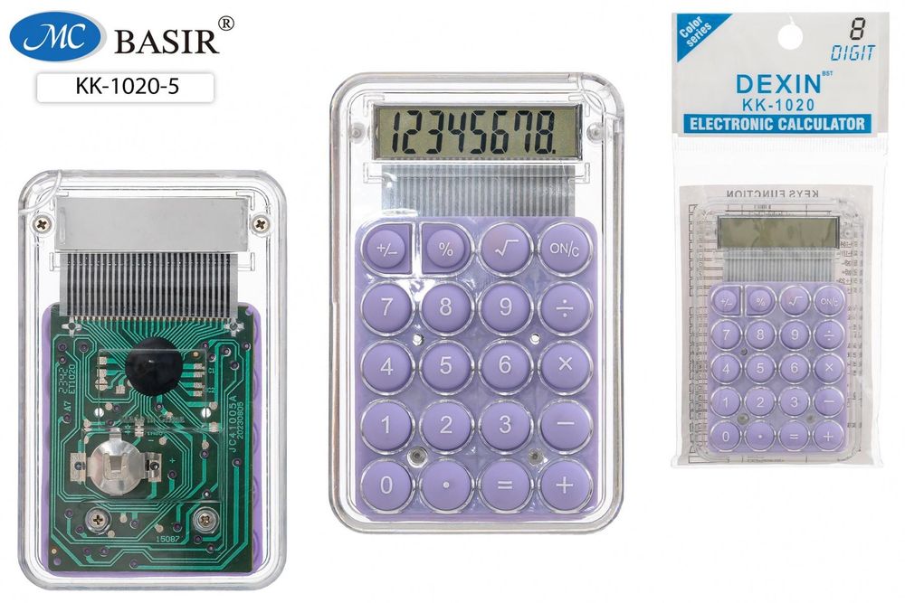 Калькулятор для детей 8-разрядный питание от батарейки прозрачный сиреневый (Basir) Калькулятор для детей 8-разрядный питание от батарейки прозрачный сиреневый (Basir)