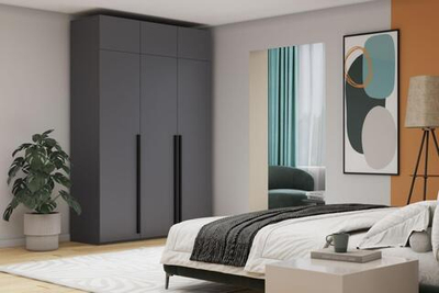 Распашной трехсекционный шкаф Лорена Пакс-3 с антресолью Серый Графит 162 PE 120*40*230 см, Серый   Фиеста