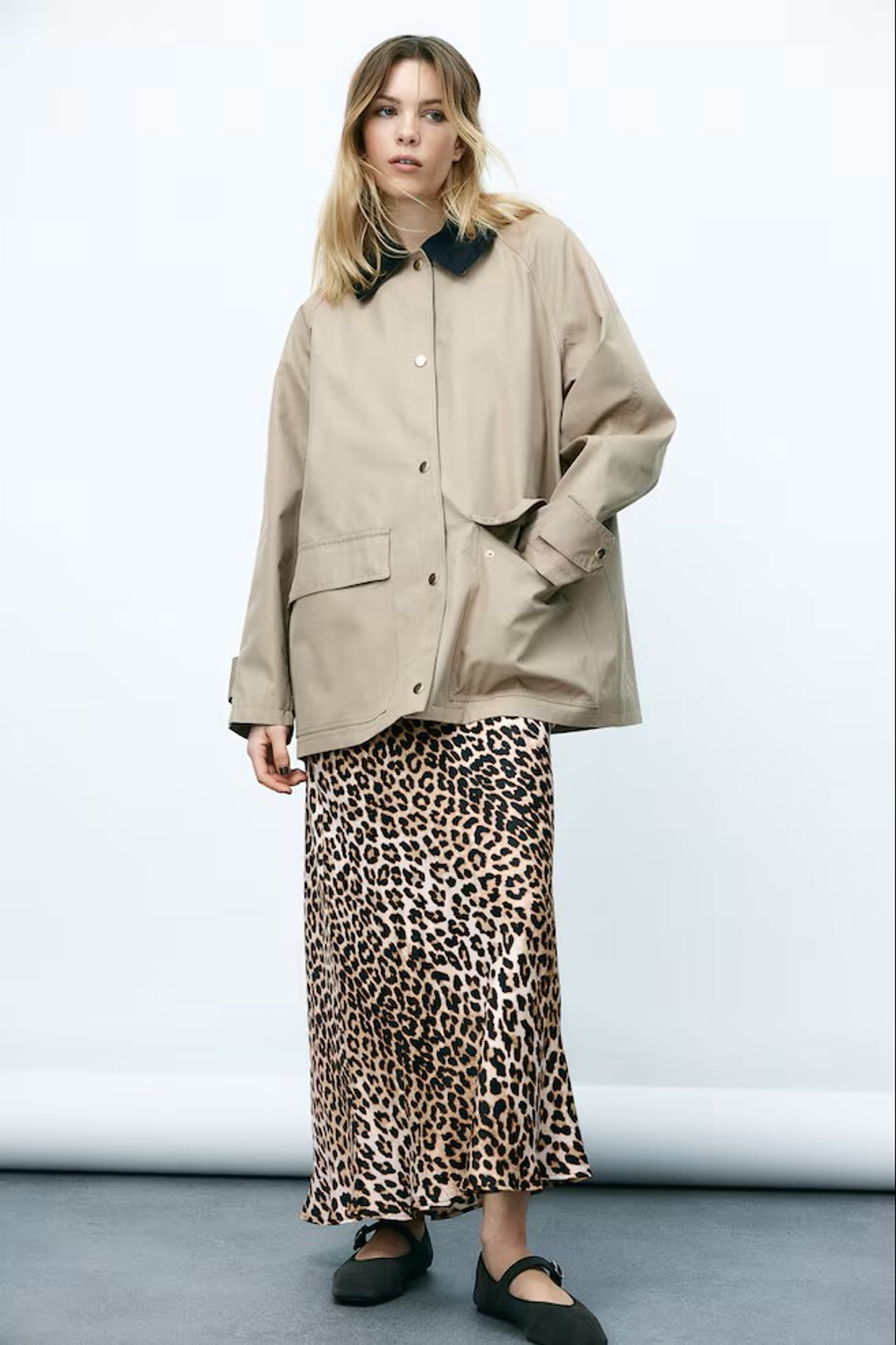 H&M Юбка миди, леопардовый