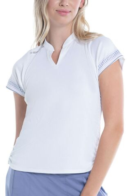 Женская теннисная футболка Lucky in Love All About Ikat Stripe Short Sleeve Top - белый