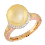 Кольцо с Золотым Морским Жемчугом и Бриллиантами, Эмаль, R0143-4/3