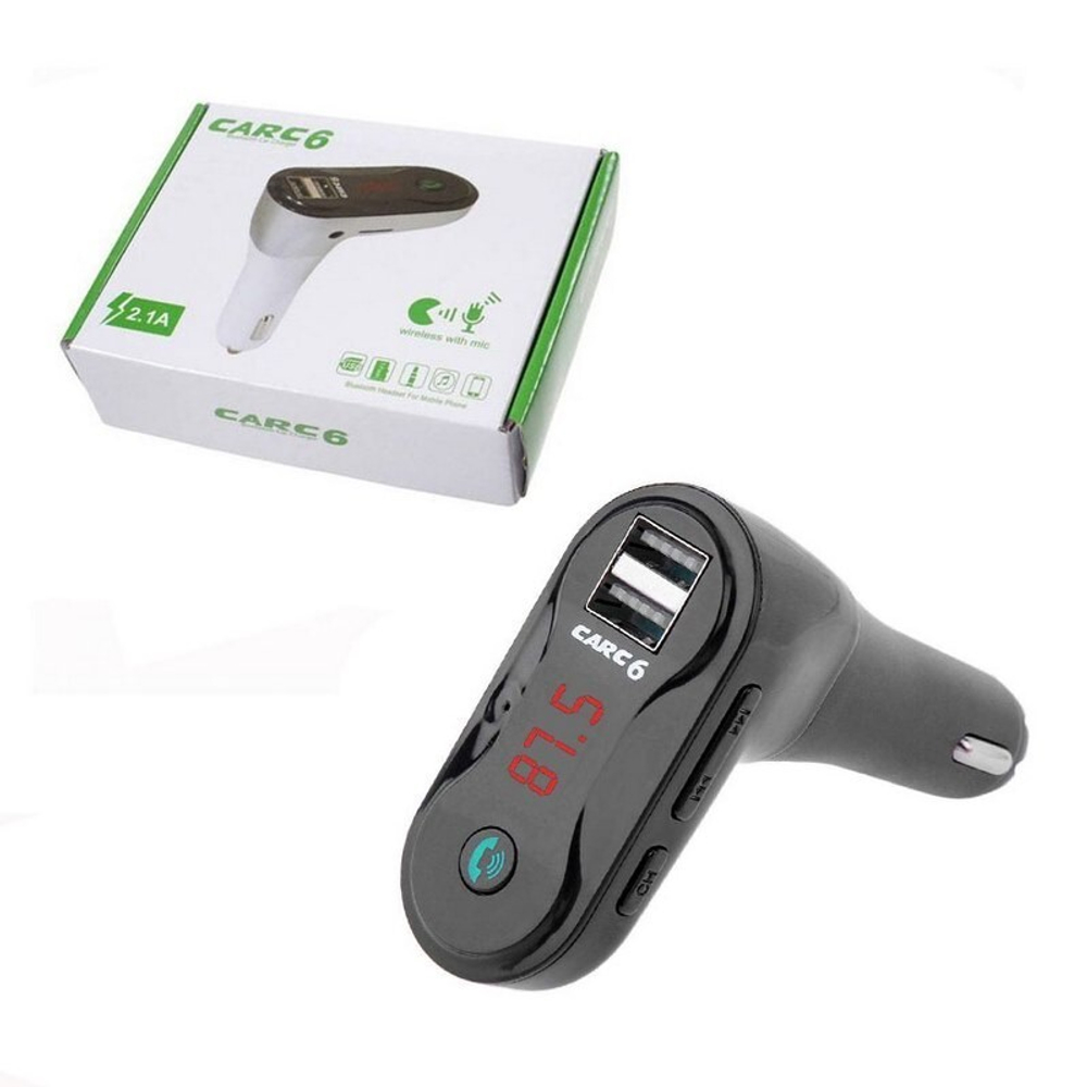 Автомобильный FM-трансмиттер CARC6 Bluetooth (черный)