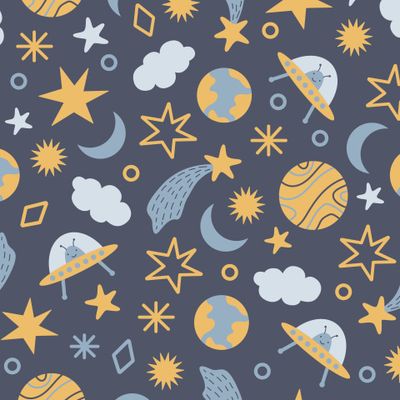 Космические элементы на синем фоне