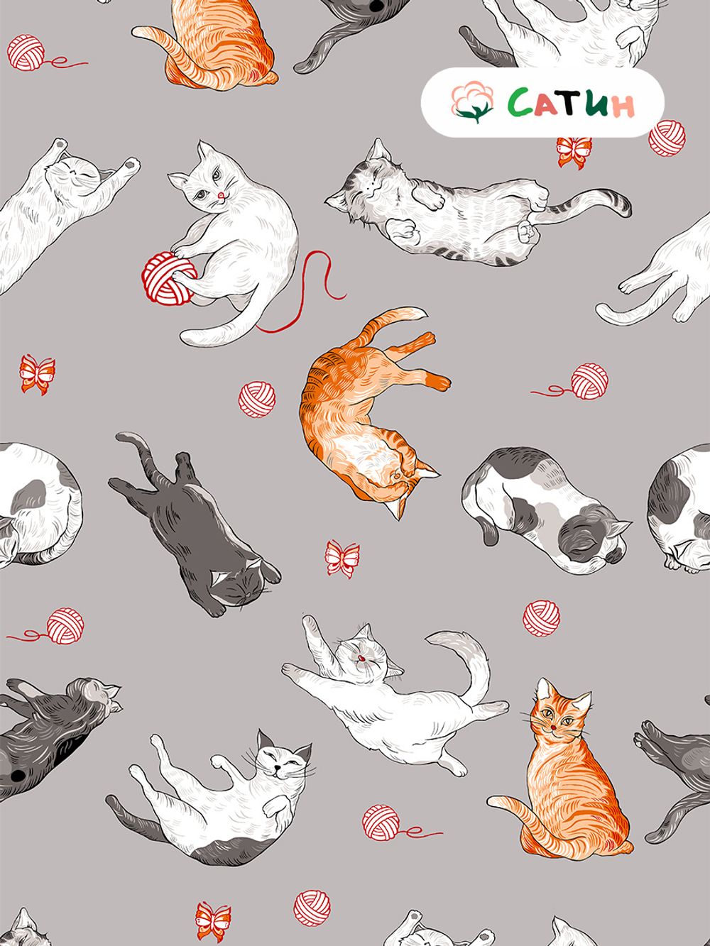 Постельное белье Milky Garden "Kitties" 2-спальный  Наволочка 50х70 см 2 шт  Простынь на резинке 160х200 см  Пододеяльник 175х215 см