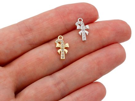 Подвеска "Леденец-Палочка" 13,5мм, со стразами