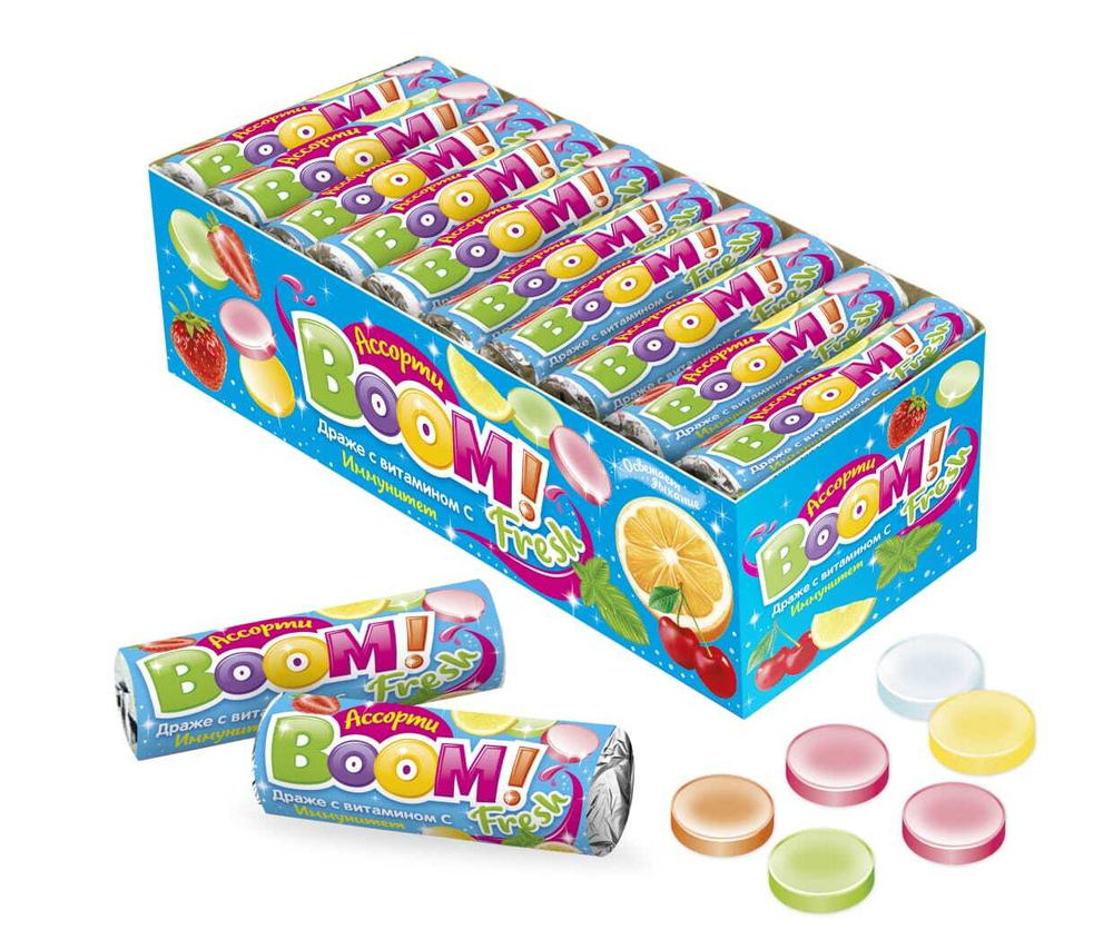 Драже c вит. C "Boom Fresh" ассорти 24*30шт 15г