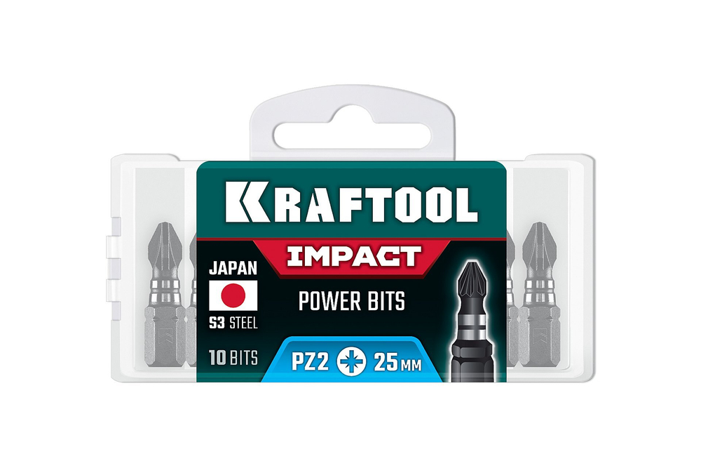 KRAFTOOL Impact PZ 2, 25 мм, 10 шт, ударные биты (26193-2-25-S10)
