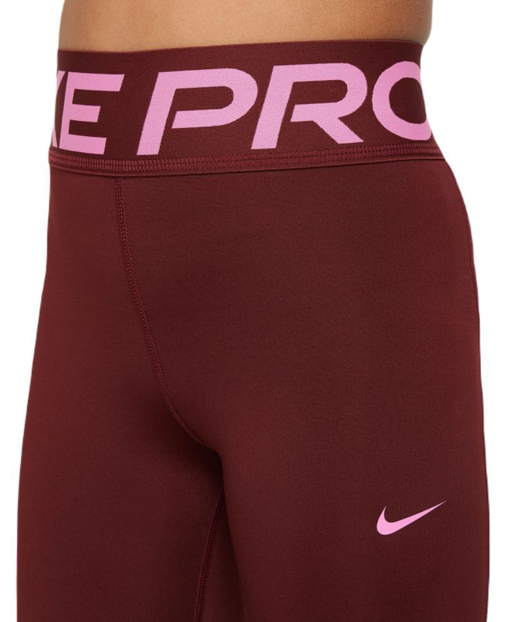 Штаны для девочки теннисные Nike Girls Dri-Fit Pro Leggings - dark team red/playful pink