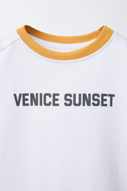 ZARA ФУТБОЛКА С НАДПИСЬЮ, БЕЛО-ОРАНЖЕВЫЙ