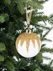 Винтажный стеклянный шар Ваниль в глазури 8 см., 1 шт., Karlsbach (12695)