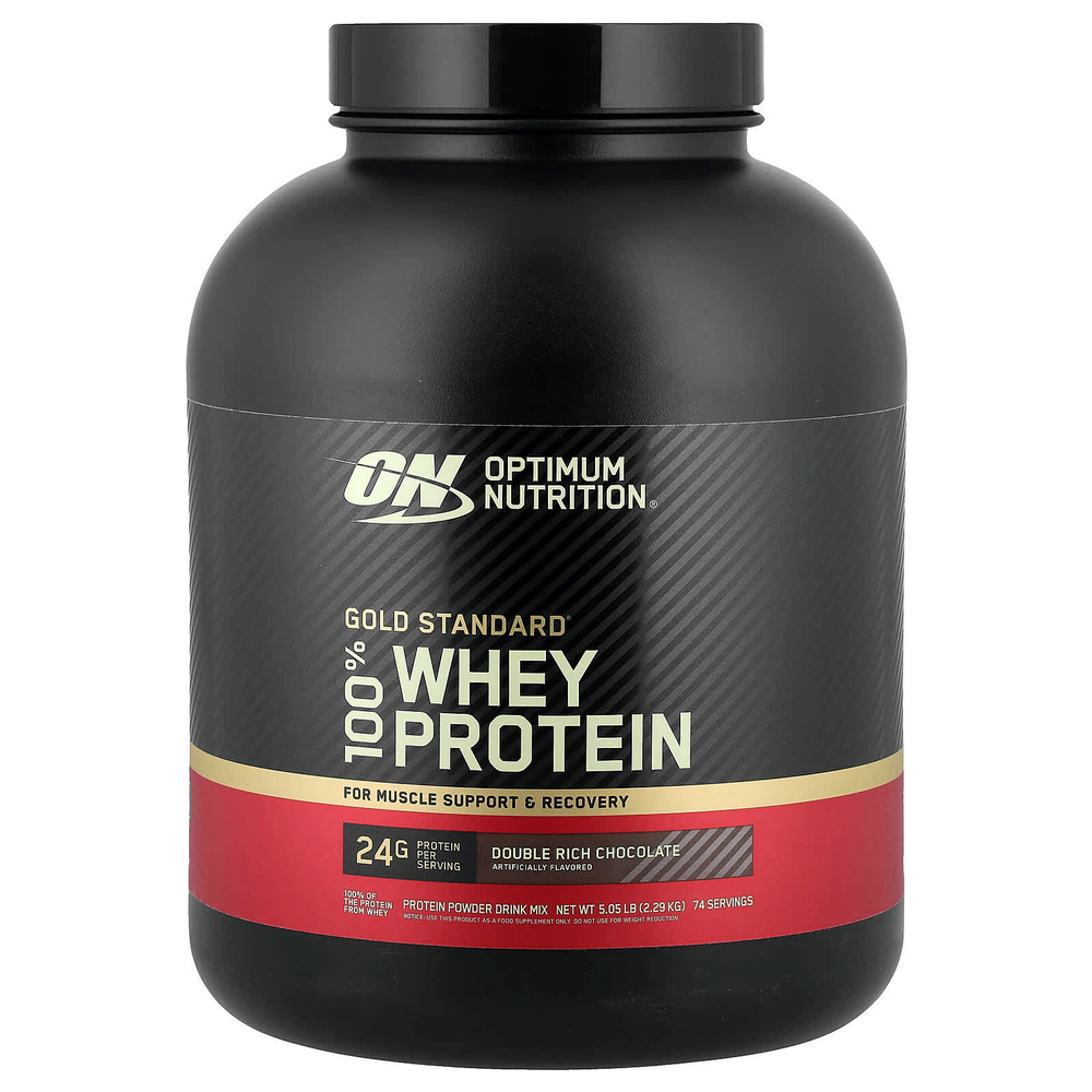 Optimum Nutrition, Gold Standard® 100% Whey, сывороточный протеин, двойной шоколад, 2,27 кг (5 фунтов)