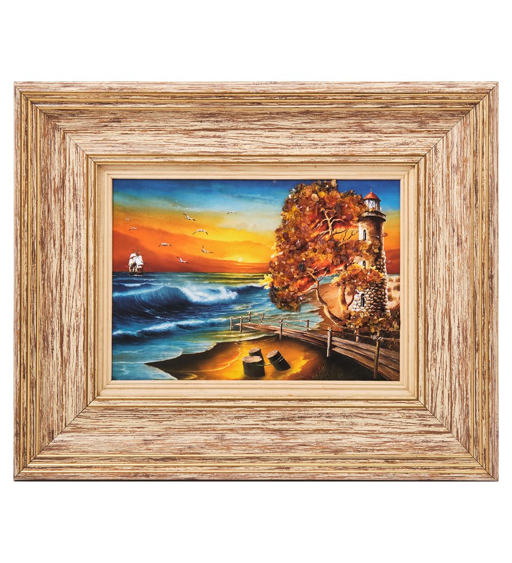 AMB-03/60 Картина «Красота природы» (с янтарной крошкой) H-32см