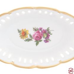 Лимонница с прорезями Queen's Crown Мейсенский букет 17см