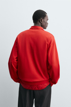 ZARA ТОЛСТОВКА С ВОРОТНИКОМ НА МОЛНИИ, КРАСНЫЙ