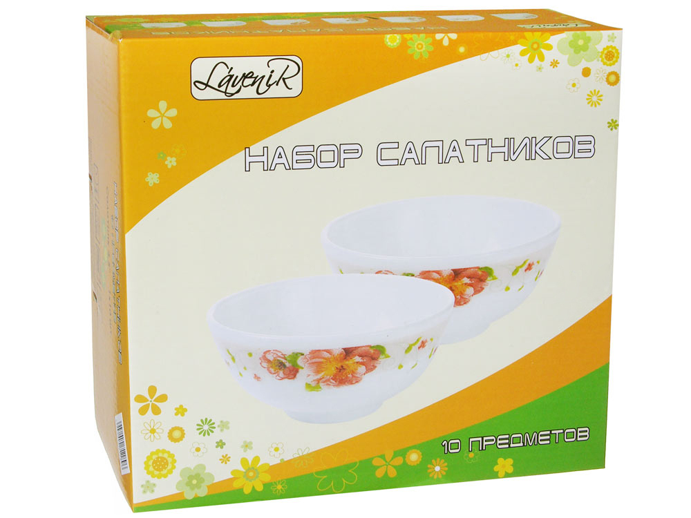 Набор салатников 10 предметов 250мл "Чайные розы" (78888)
