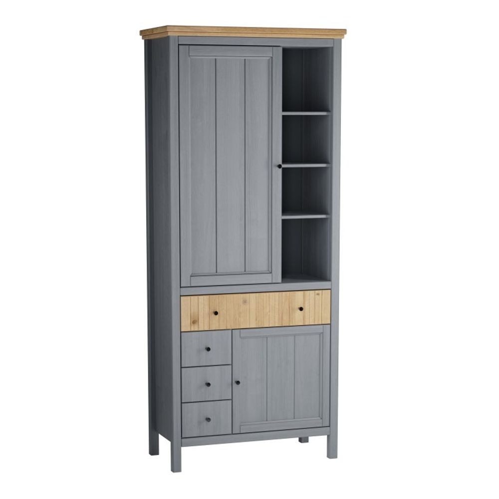 Шкаф для посуды «Сканди» 2 глухие двери и ящики серый 7046/антик
