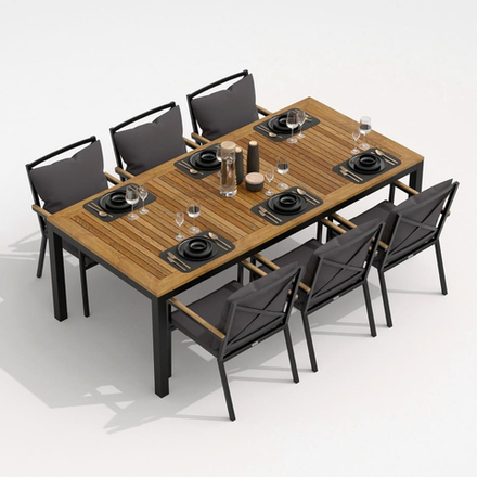 Обеденная группа Ideal Patio  ТЕЛЛА ФЕСТА плюс каркас карбон, стол тик 220, ткань антрацит