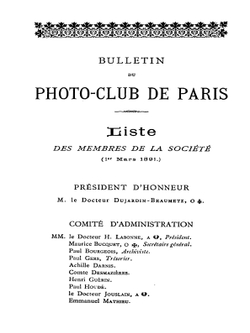 Bulletin du Photo-Club de Paris. No 1, 1891 | Нет автора