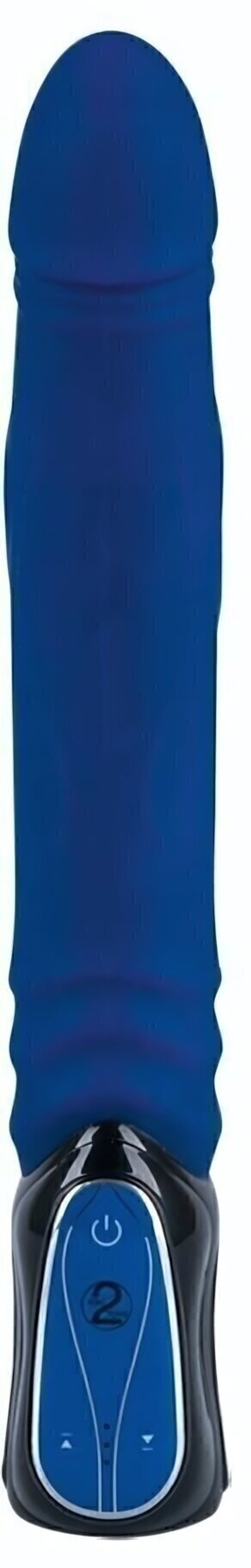Синий вибратор с поступательным движением - 30 см. (Цвет: синий)