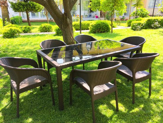 Кресло пластиковое плетеное Panama коричневое