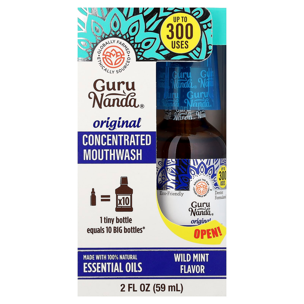 GuruNanda, концентрированный ополаскиватель для рта, дикая мята, 59 мл (2 жидк. унции)