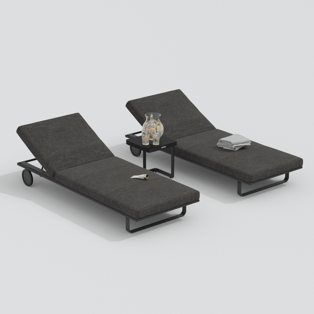 Шезлонг Ideal Patio КОСТА на колесах маренго - каркас карбон