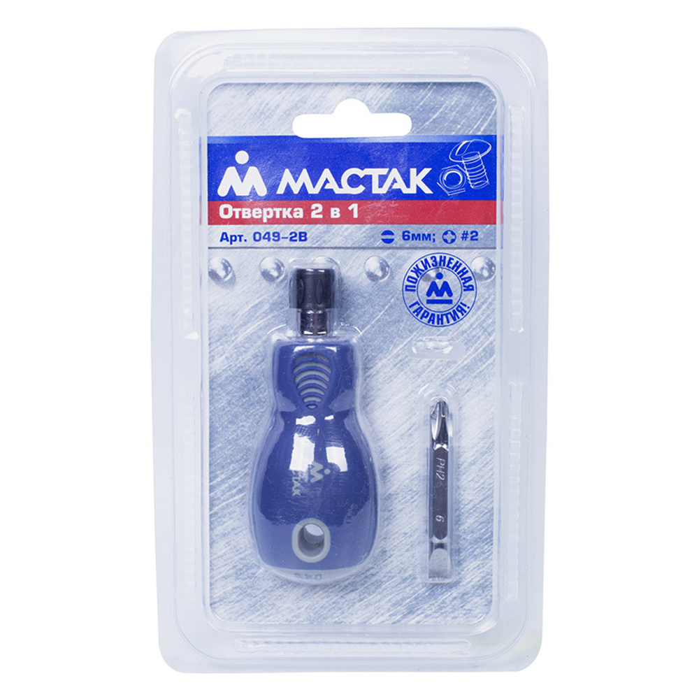 Отвертка двухсторонняя PH2 / SL6,0 МАСТАК 049-2B