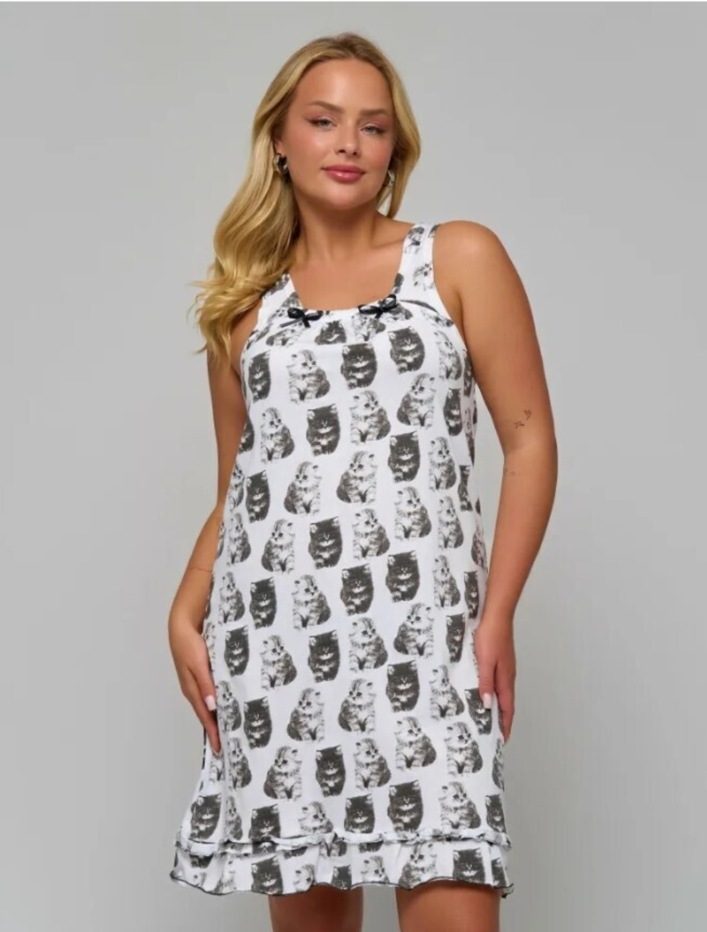 [m]Сорочка молодежка х/б на бретели 400003