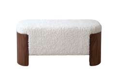 Банкетка Lagom 100 см (белый мех, орех)